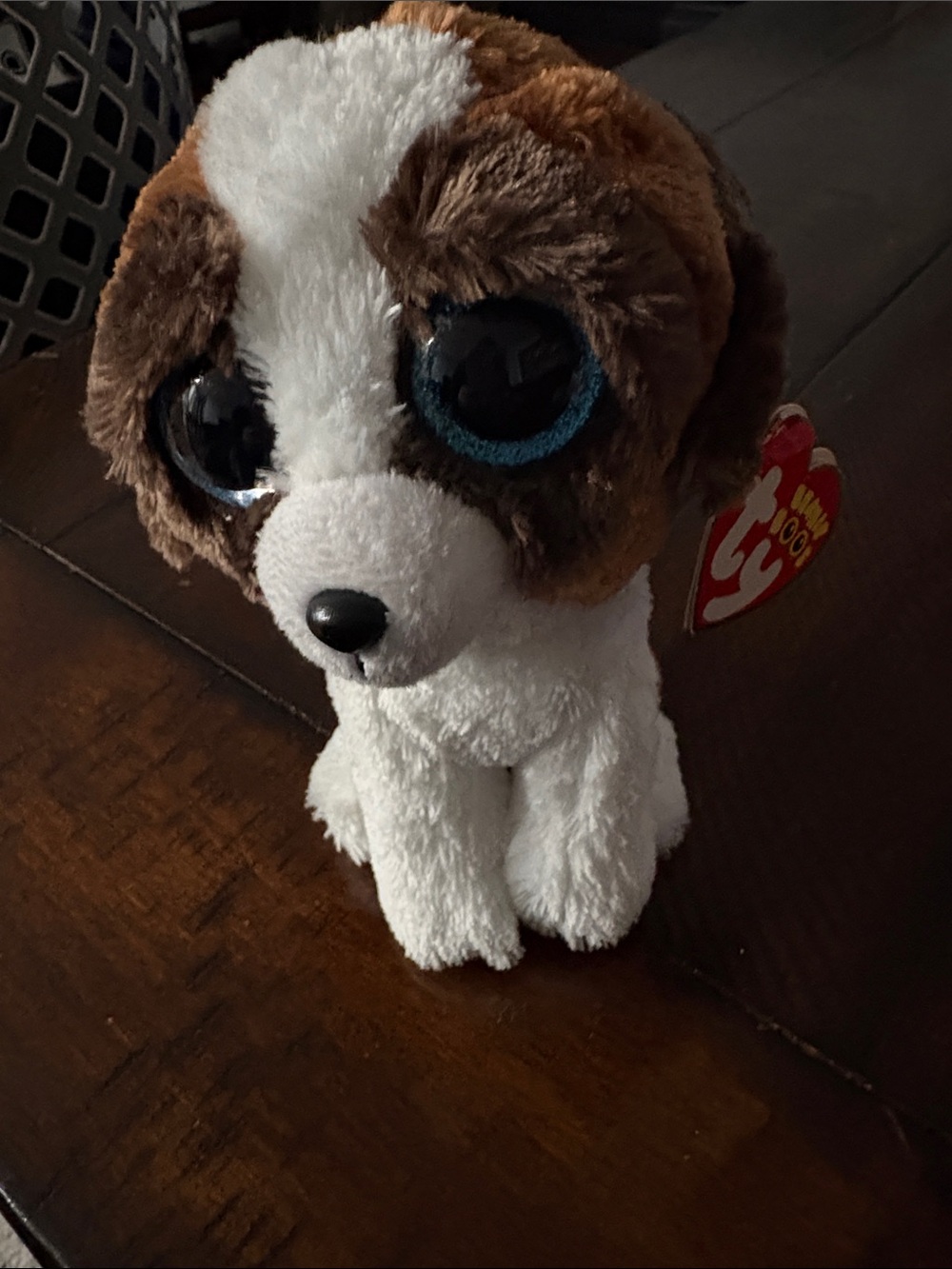 Ty Plush Puppy Toy - Brown, White & Blue Eyes